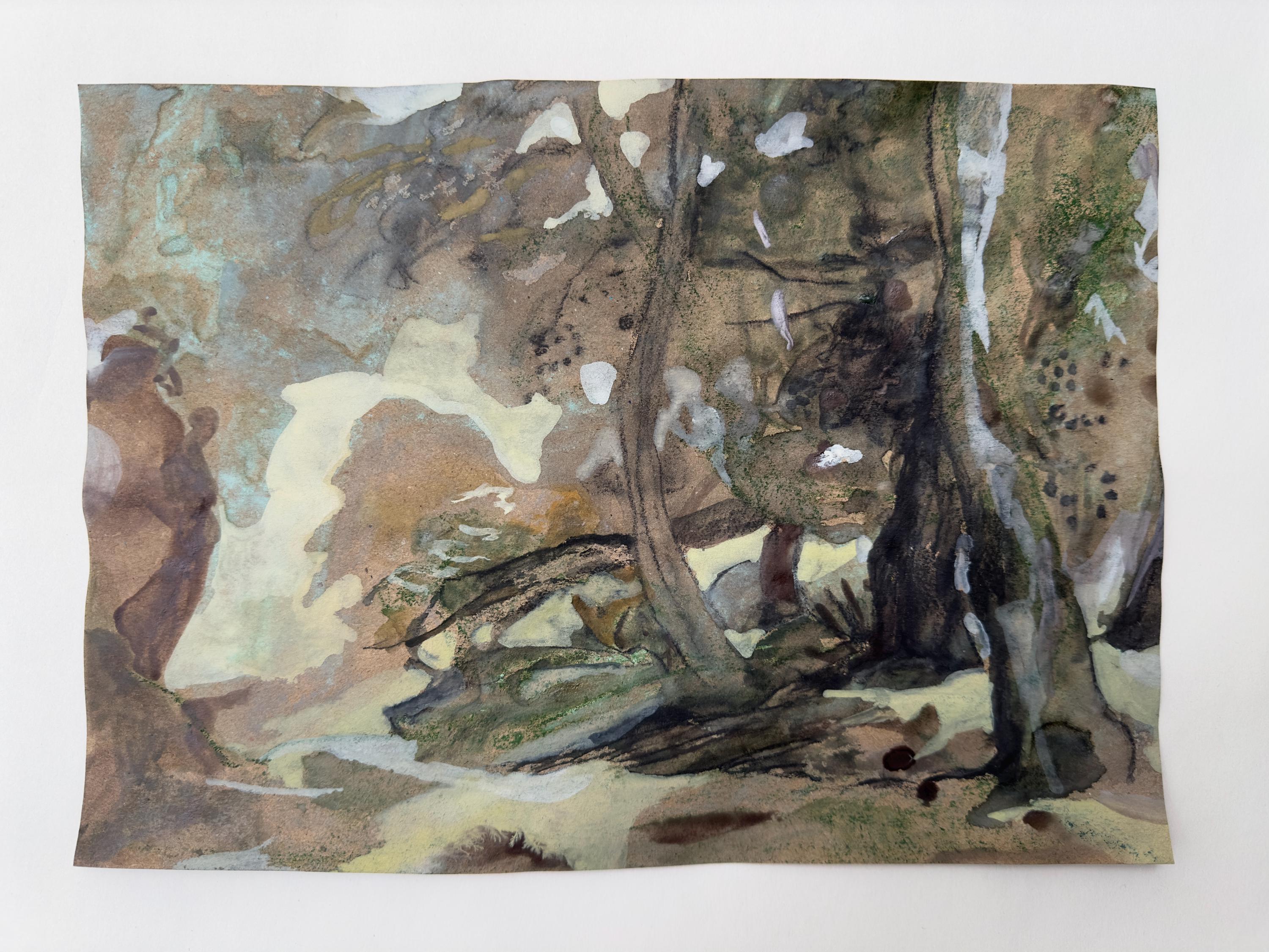 Landscape Sketch, charcoal and chalk on paper, original