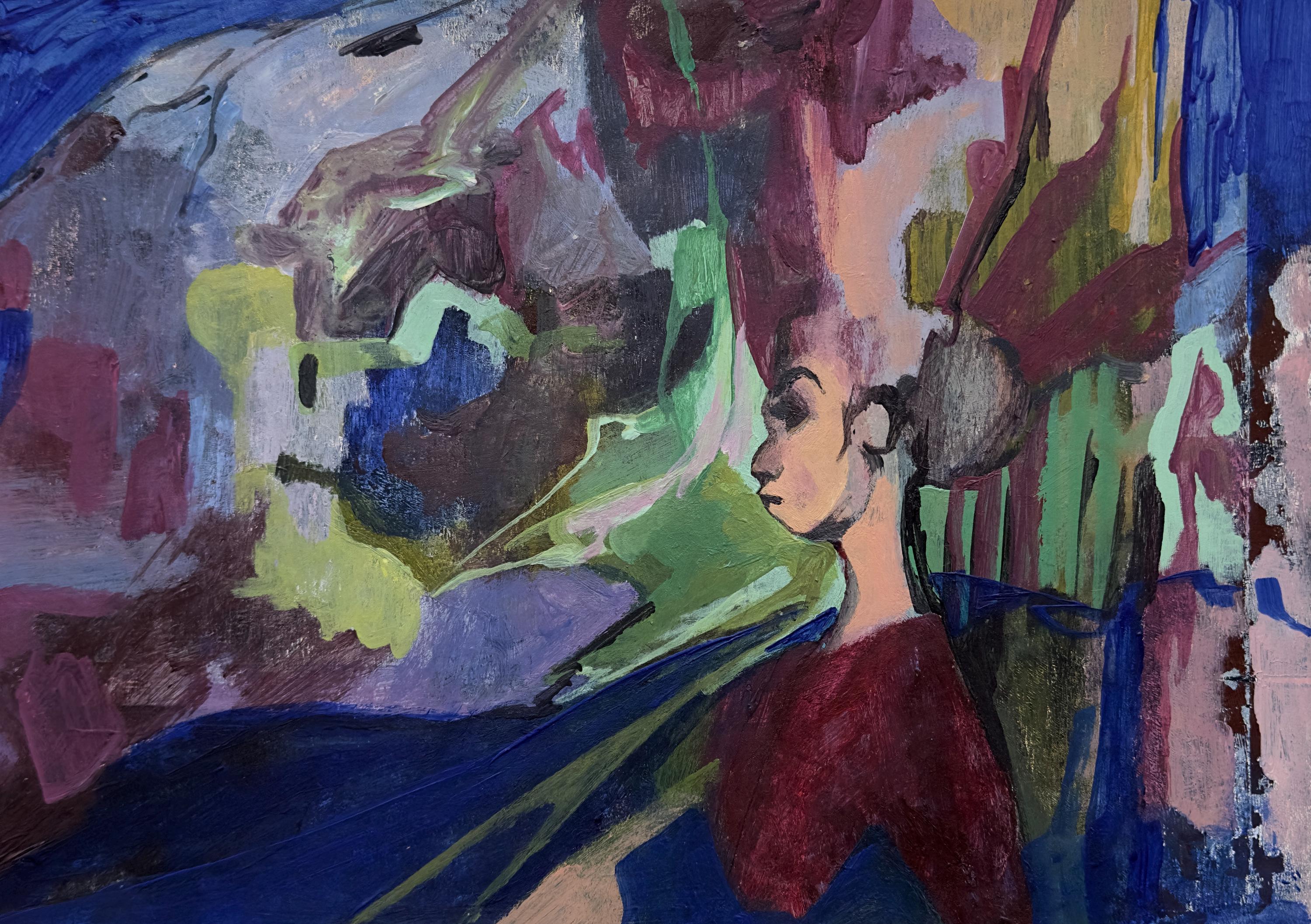 Small Female Portrait, acrylic on papier, original work