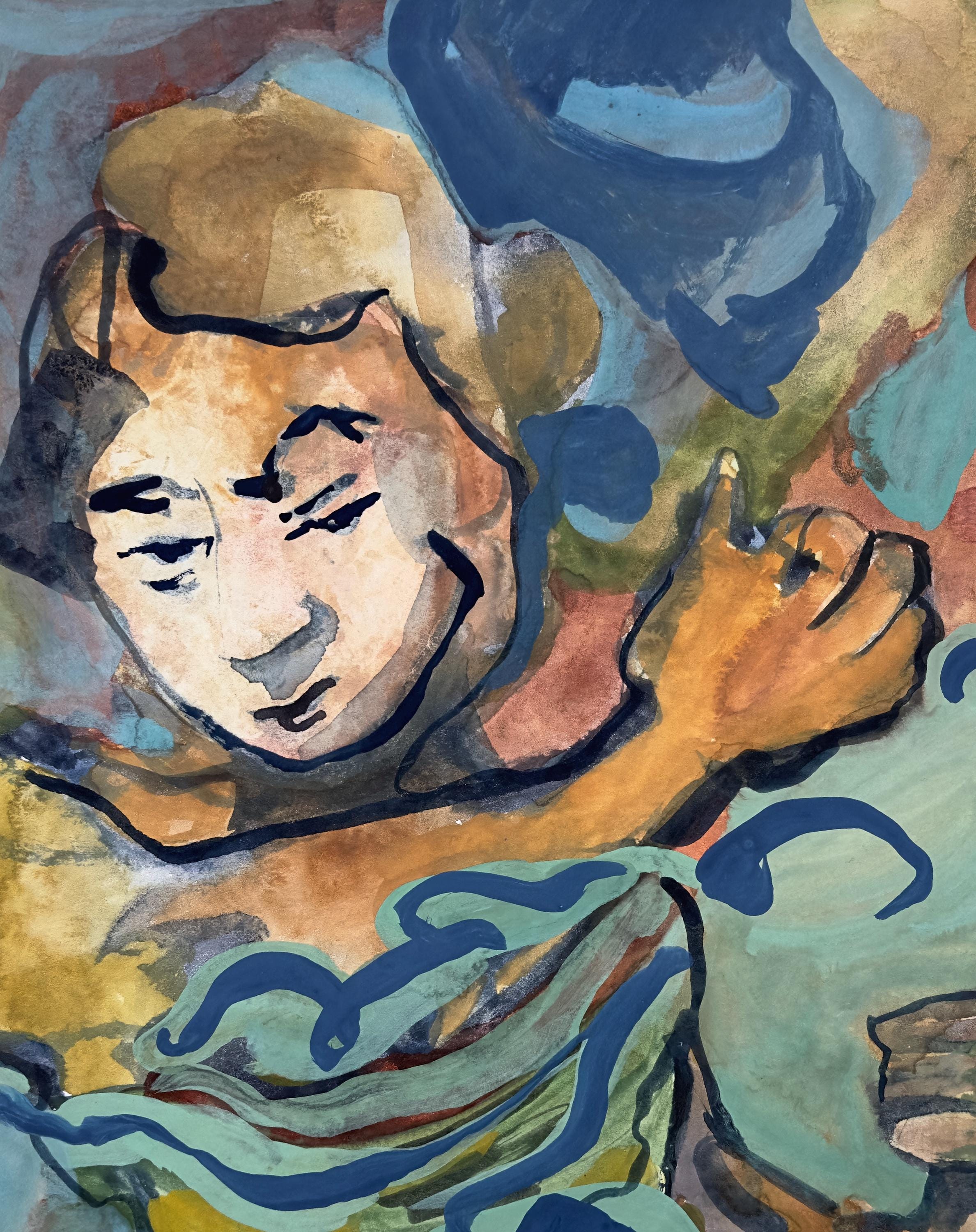 Monologue, gouache on paper, original art