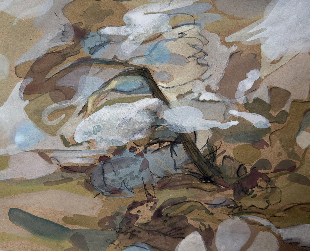 Landscape, 14.12.2024, charcoal and chalk, recycled paper, original