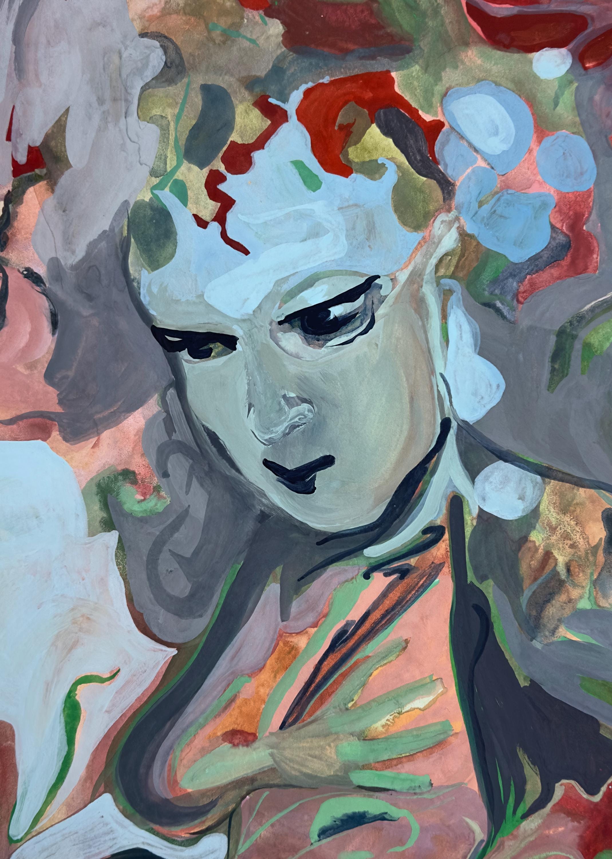 Monologue, gouache on paper, original art
