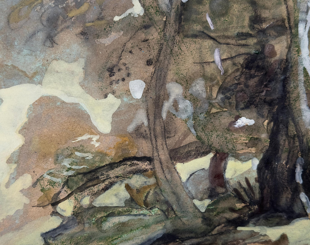 Landscape Sketch, charcoal and chalk on paper, original