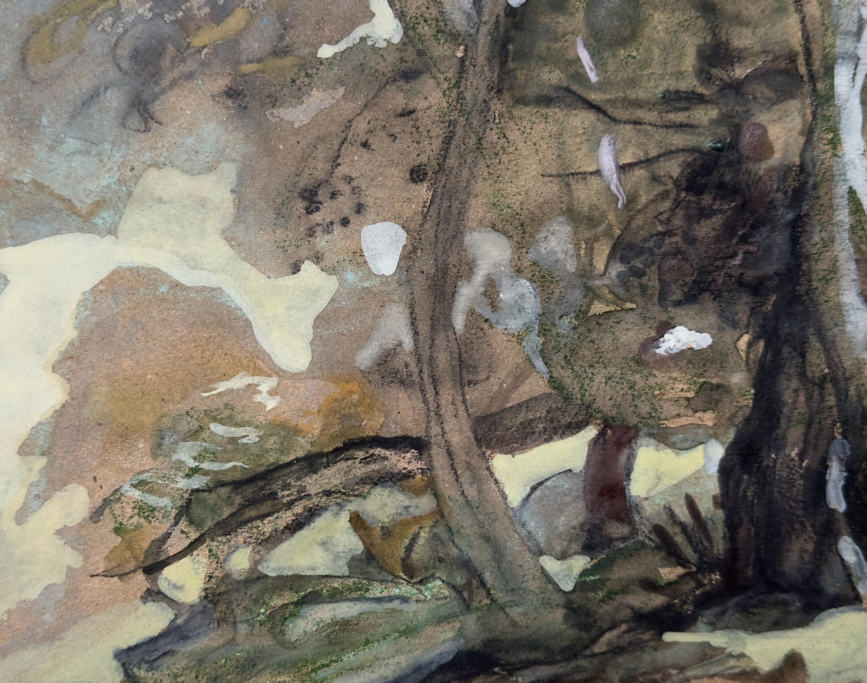 Landscape Sketch, charcoal and chalk on paper, original