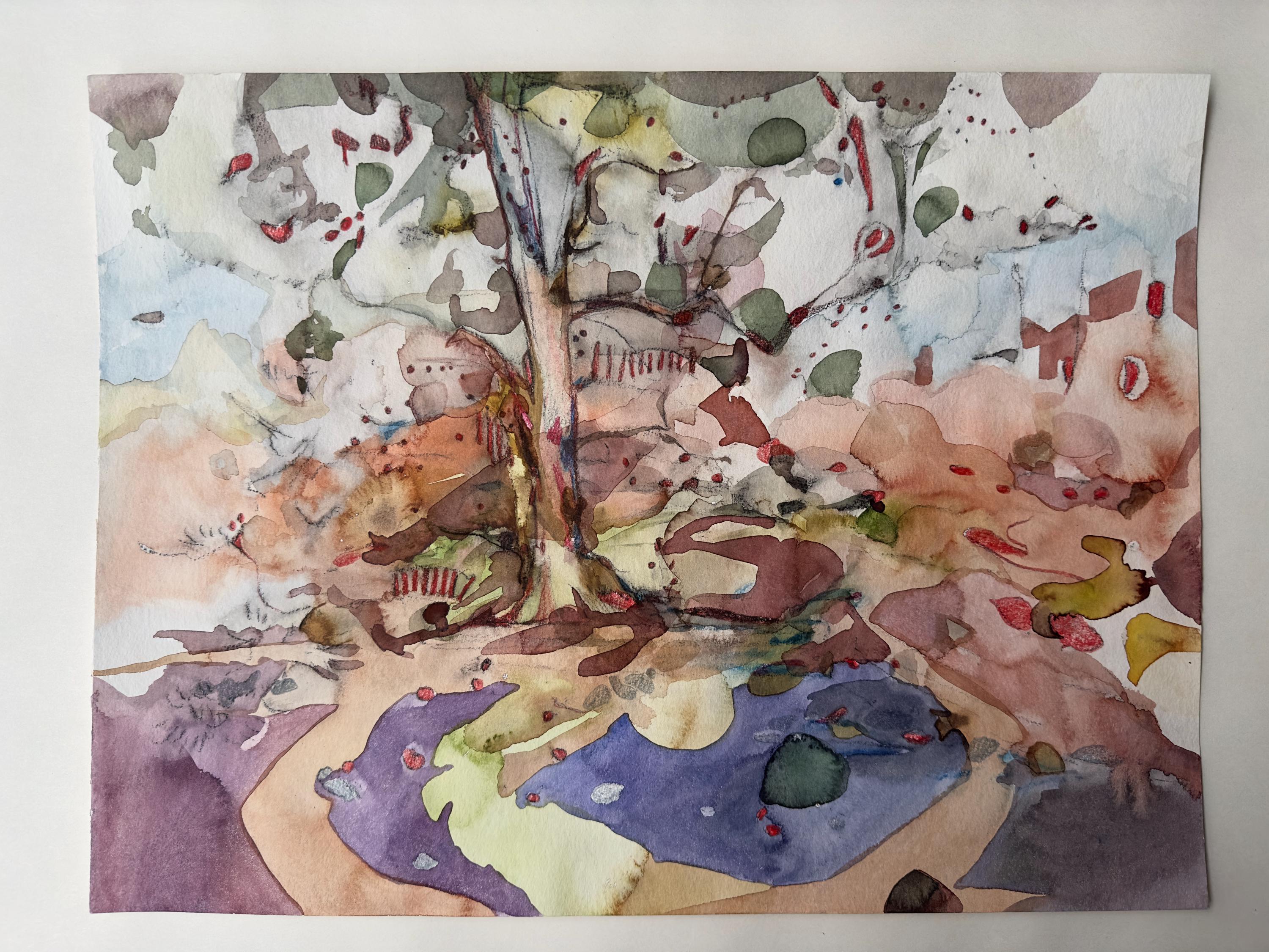 Autumn, Charcoal and Watercolor on Paper, Original