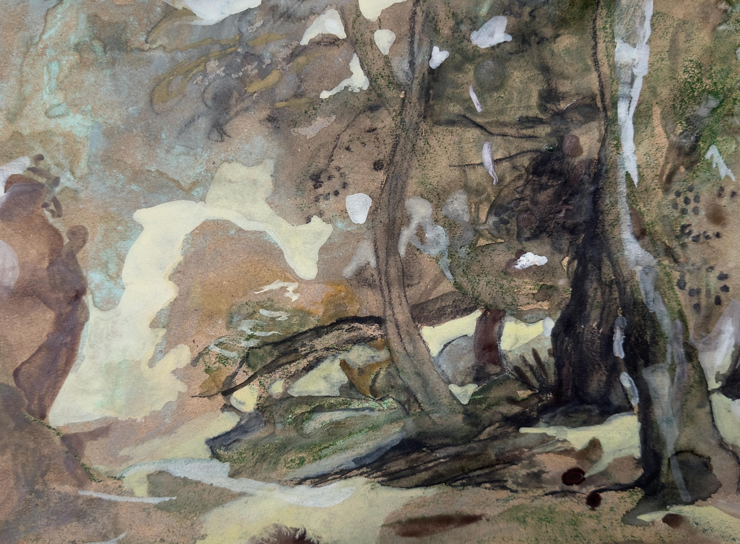 Landscape Sketch, charcoal and chalk on paper, original