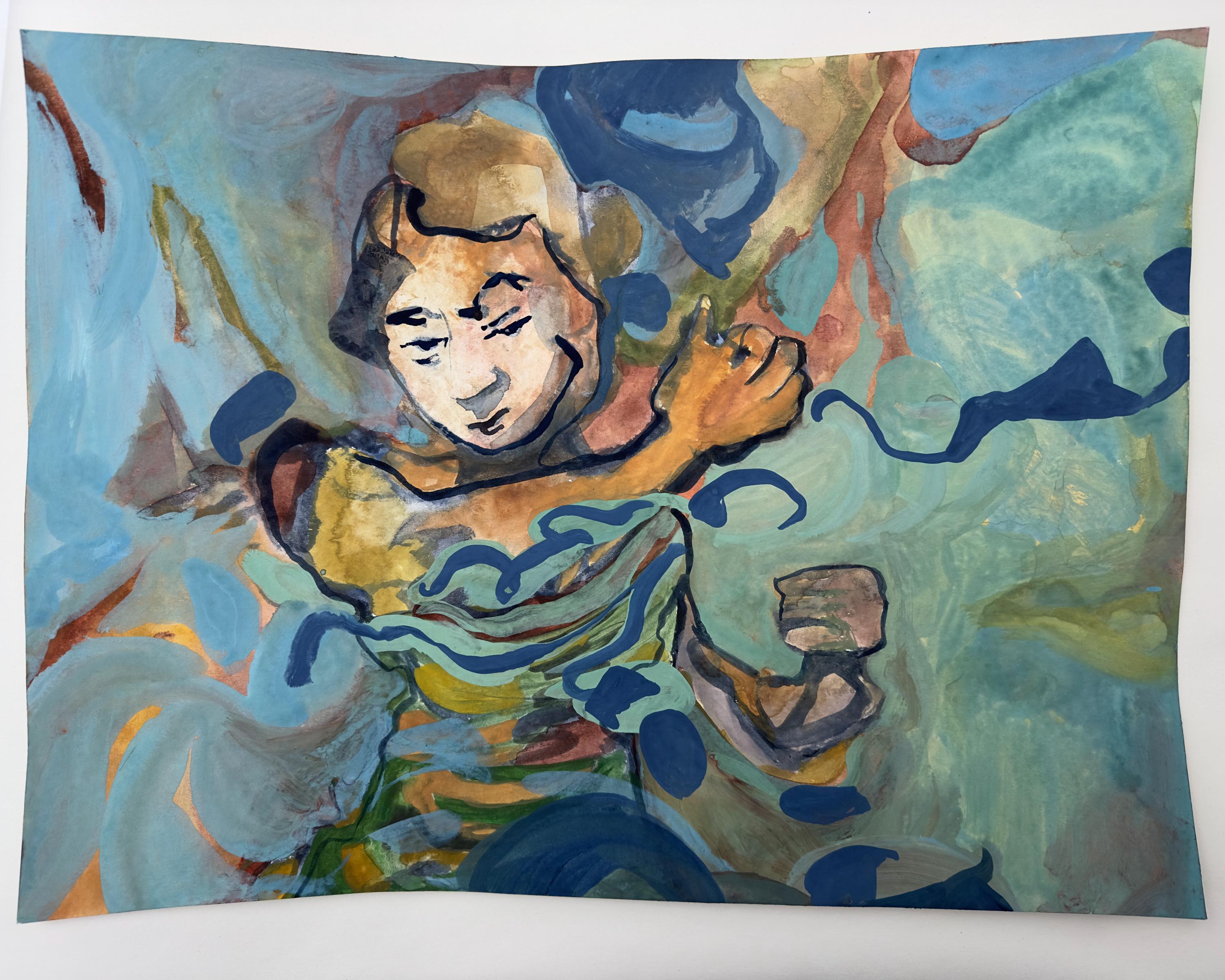 Monologue, gouache on paper, original art